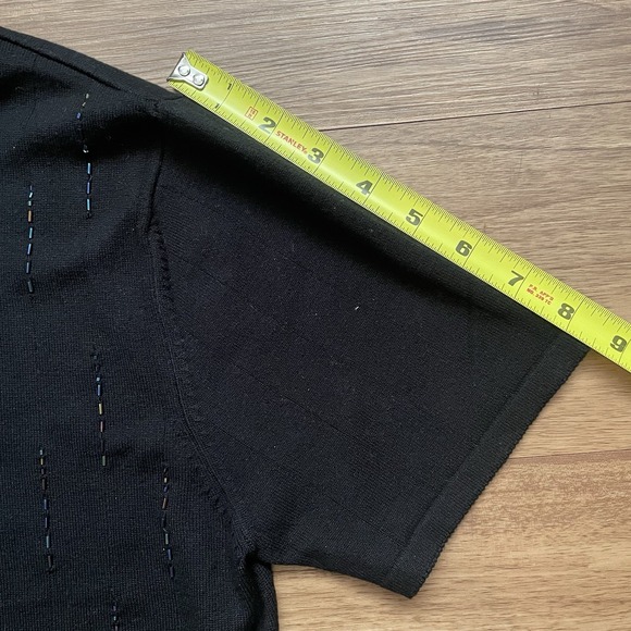 Quacker Factory Womens Beaded Silk Blend Sweater Size XS Black Dragonflies - Picture 7 of 11